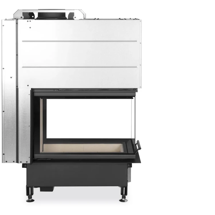 Kominek stalowy Romotop Heat U G L 50.52.70.24 trzyszybowy z gilotyną - widok z boku.webp