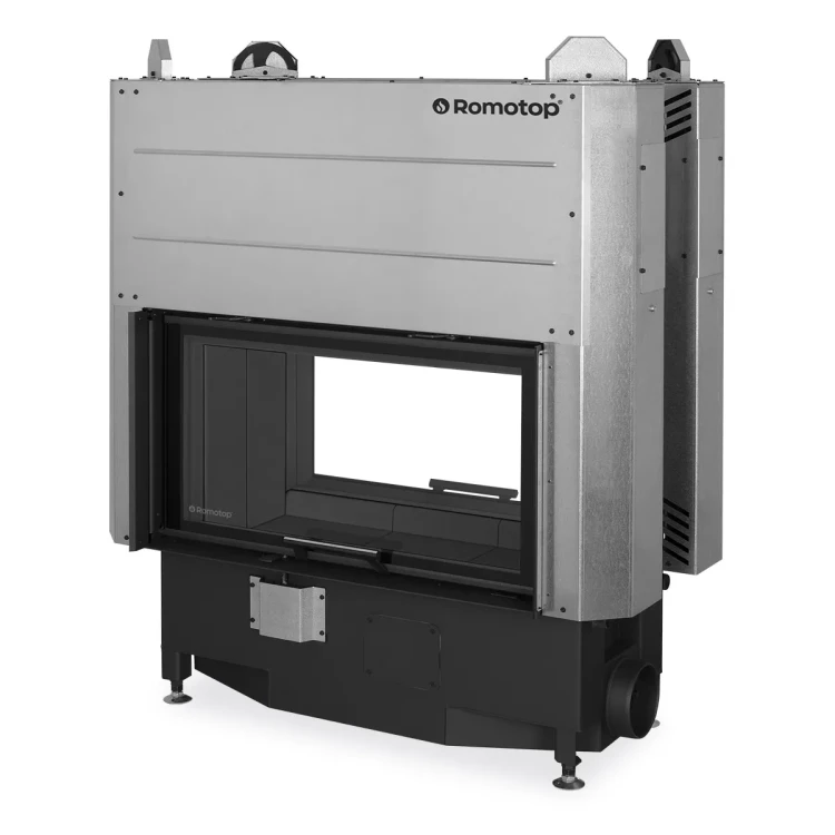 Kominek stalowy Heat T 3G L 88.50.04 typu tunel z gilotyną i ciemnym wyłożeniem paleniska.webp