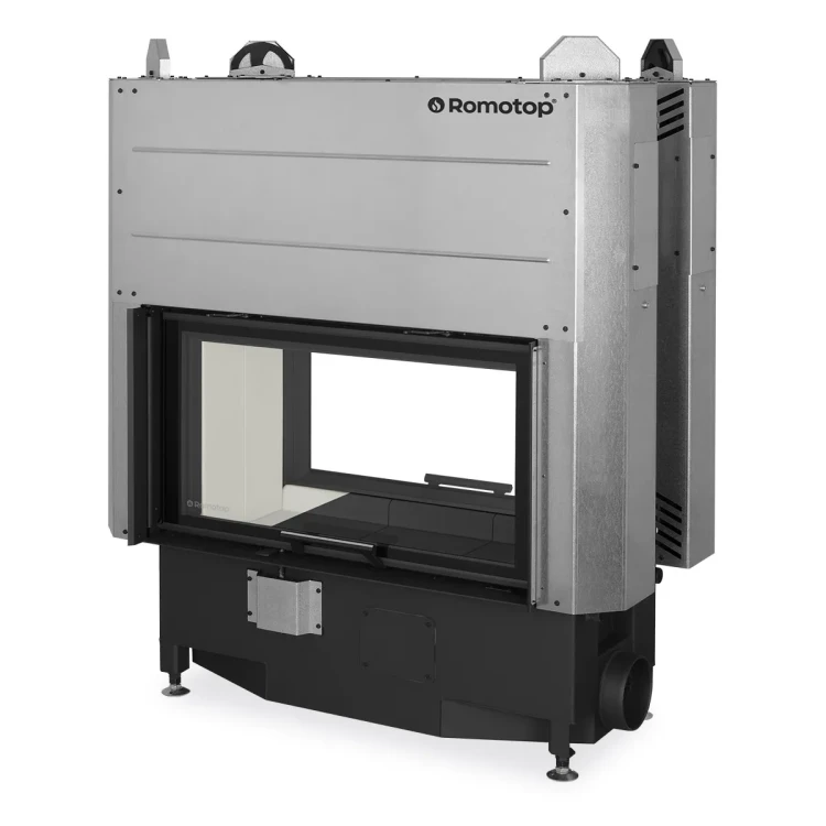 Kominek stalowy Heat T 3G L 88.50.04 typu tunel z gilotyną dostępny jest z jasnym lub ciemnym wyłożeniem paleniska.webp