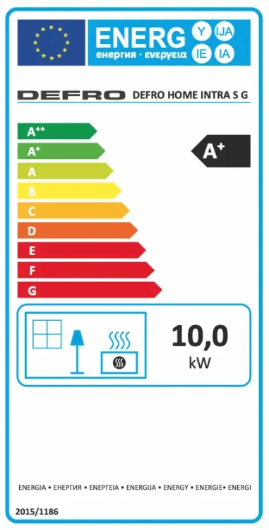 Kominek stalowy Defro Intra S G etykieta energetyczna