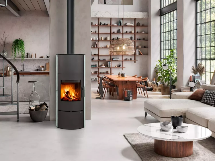 Piec stalowy Romotop Evora H kamień - wizualizacja.webp