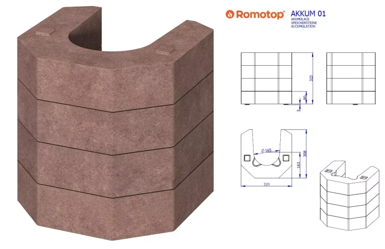 Zestaw akumulacyjny do pieców kominkowych Romotop AKKUM 01 plus wymiary.webp