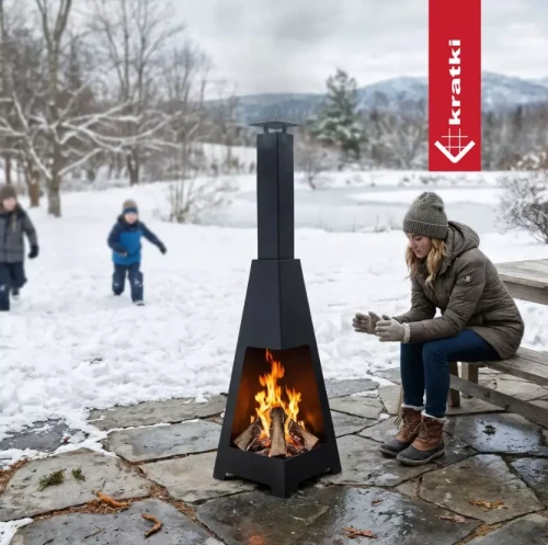 Kominek ogrodowy Pylos zimą.webp