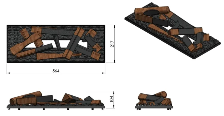 Schemat polan 600L do kominka Cassette 400 600 LED