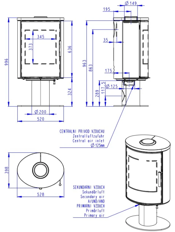 Laredo T Kamień - rysunek wymiarowy