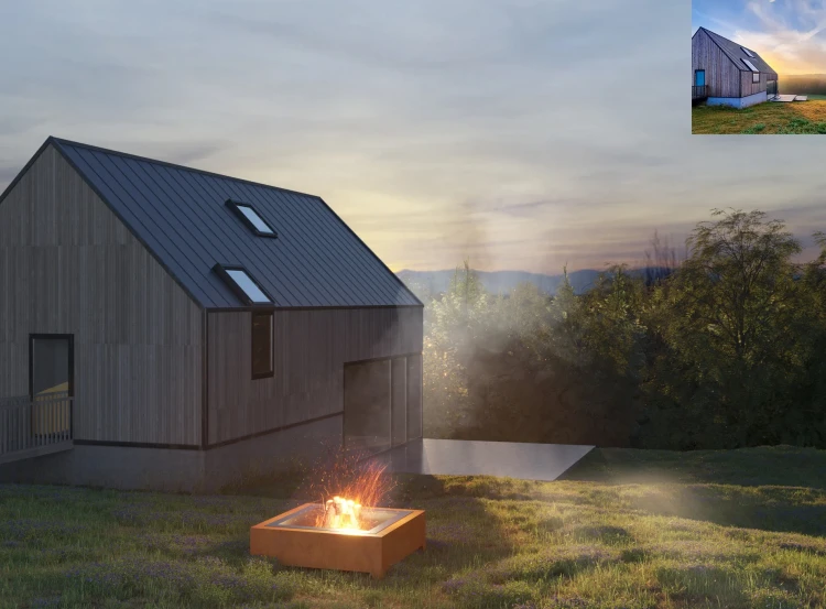 Palenisko Corten Square 1000 w ogrodzie