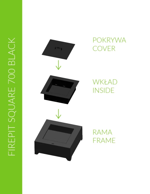 Elementy paleniska Black Square 700