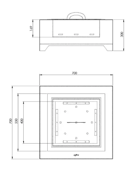 Rysunek techniczny paleniska Black Square 700
