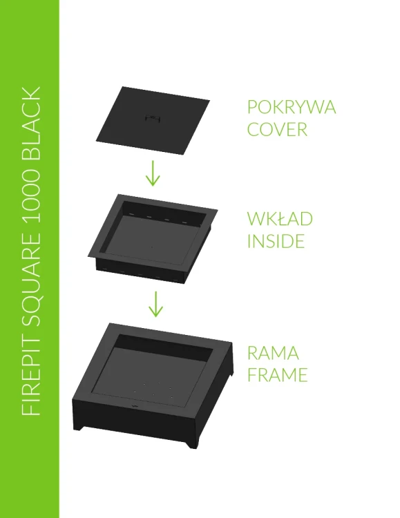 Elementy paleniska Black Square 1000