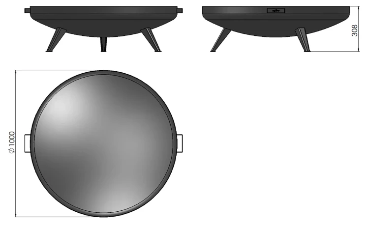 Rysunek techniczny paleniska Misa 1000 Bowl