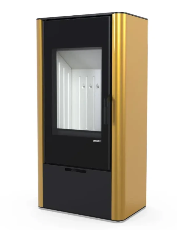 Piec stalowy Defro Home Solum 2.0  w kolorze złotym