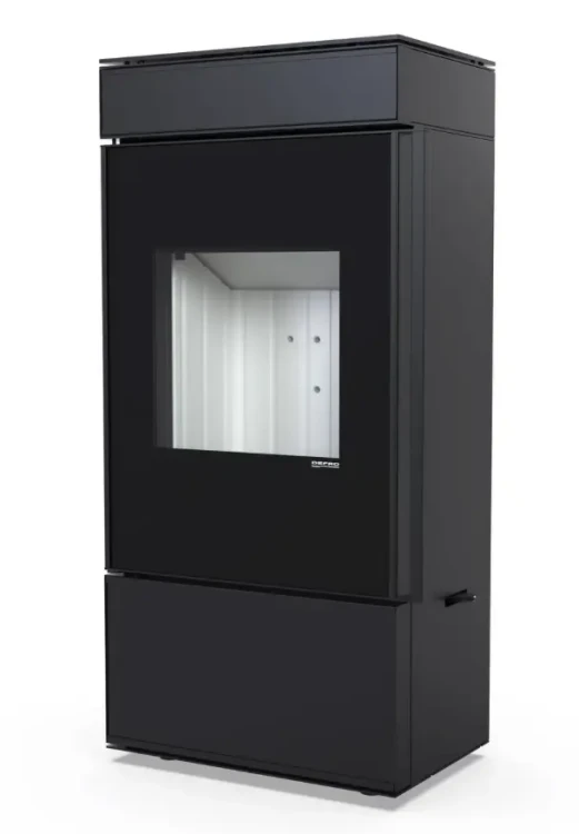 Piec stalowy Defro Cube Mini 2.0, jasne wyłożenie paleniska