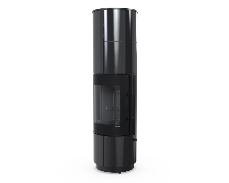 Piec Orion 2.0 KRM plus w ceramice czarny połysk z czarnym wyłożeniem paleniska