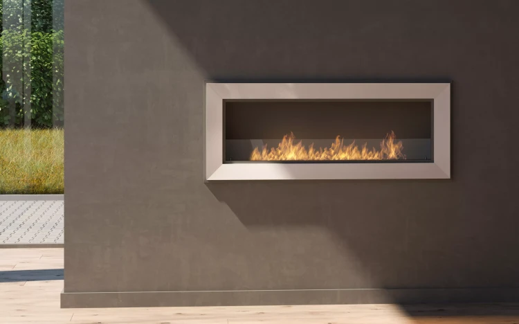 Wizualizacja zabudowy biokominka frame 1200 w kolorze białym