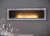 Widok z frontu zabudowanego biokominka Frame 1500 w białym kolorze z szybą