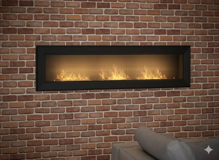 Wizualizacja płomienia w biokominku Simplefire Frame 1800 z szybą