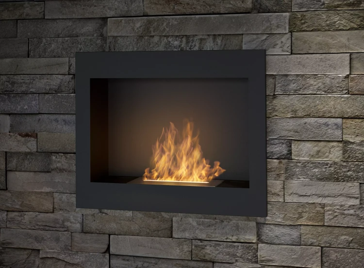 Wizualizacja zabudowy biokominka SimpleFire Frame 600 z szybą