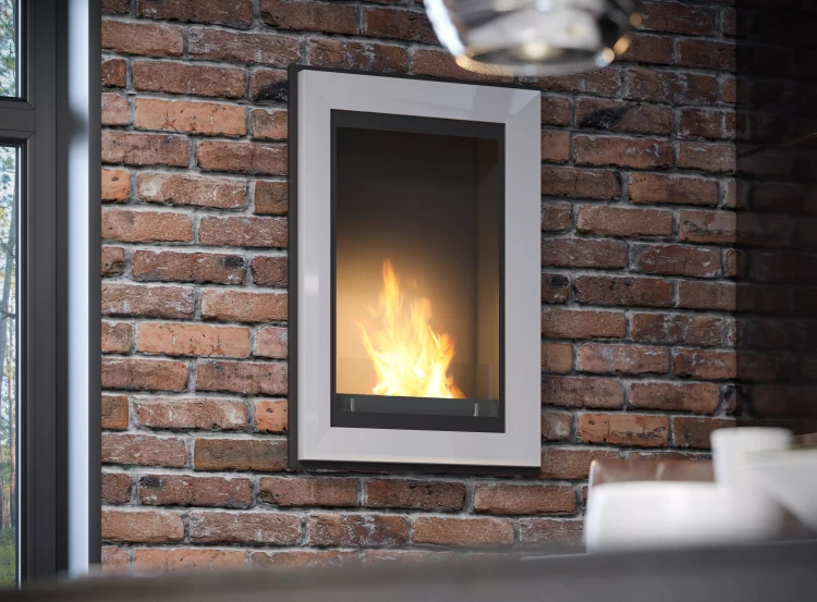 Wizualizacja płomienia w biokominku SimpleFire Frame 550 w kolorze białym z szybą