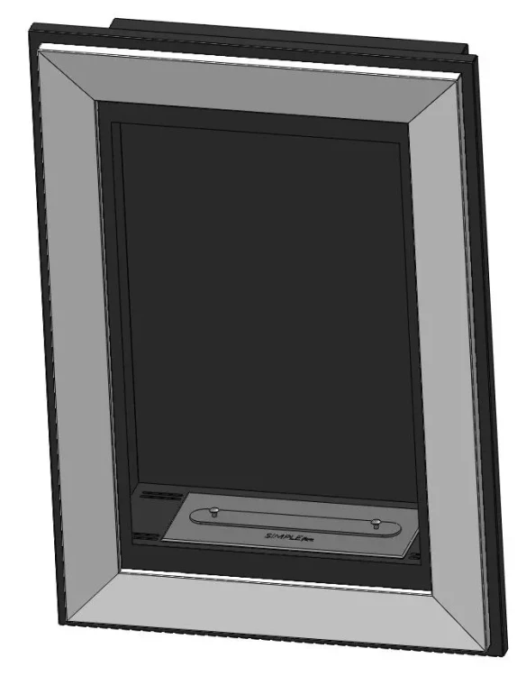 Szkic biokominka SimpleFire Frame 550 z szybą