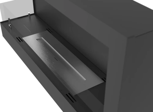 Widok z boku biokominka SimpleFire Corner 900 L z szybami