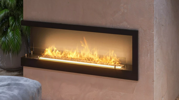 Wizualizacja płomienia w  biokominku SimpleFire Corner 1200 L z szybami