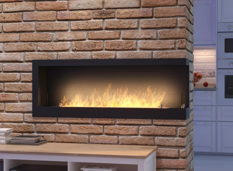 Wizualizacja płomienia w  biokominku SimpleFire Corner 1200 R z szybami