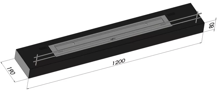 Wymiary biokominka SimpleFire Firebox 1200 z szybami