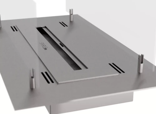Widok z boku biokominka Insert Simple 600 Inox