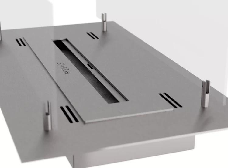 Widok z boku biokominka Insert Simple 600 Inox