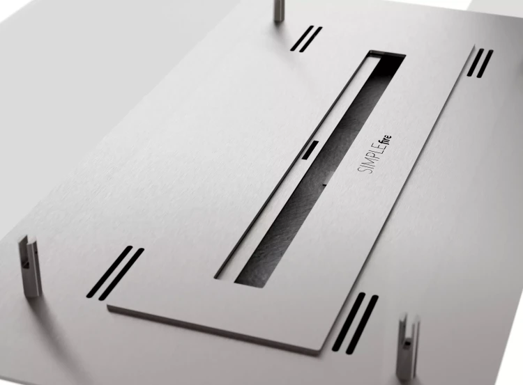 Widok palnika i wkładki absorbującej w biokominku Insert Simple 600 Inox