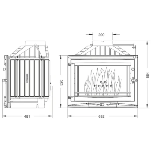 Wkład kominkowy Uniflam 700 Selenic ECO - wymiary
