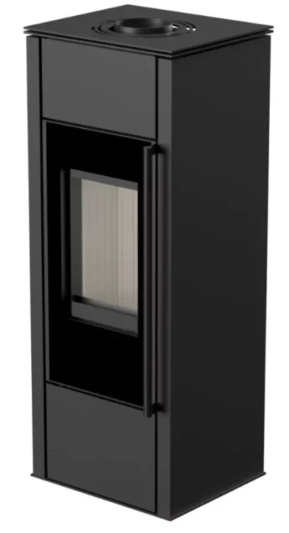 Piec wolnostojący Hati Aqua z płaszczem wodnym 10kW - front i prawy bok