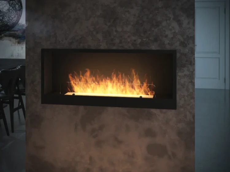 Zbliżenie na zabudowany biokominka Infire inside 1200
