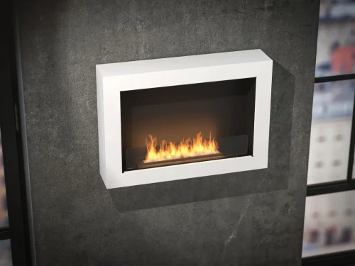 Wizualizacja płomienia w biokominku Infire MURALL 800 w kolorze białym