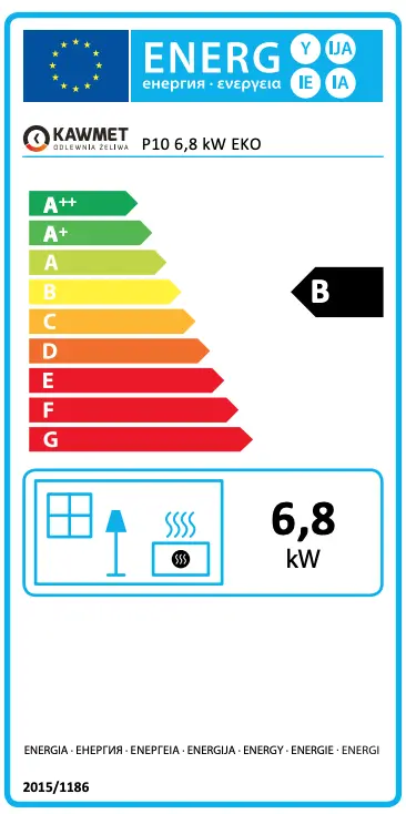 Etykieta energetyczna kozy Kawmet P10