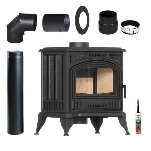 Koza K6 Eco fi 130 mm - żeliwny piec z zestawem podłączeniowym