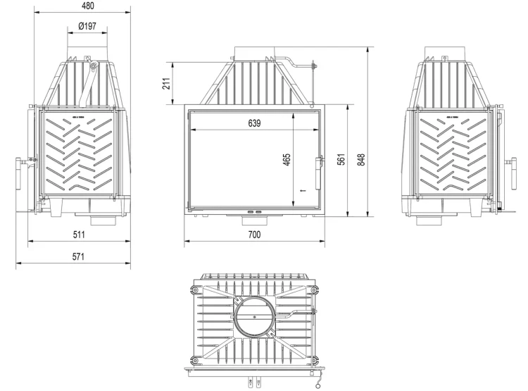 Kominek Zosia Eco 12 kW - wymiary