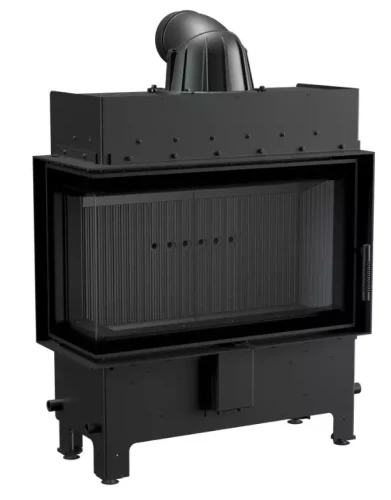 Kominek stalowy Lucy Slim 10 kW Lewy fi 160 z czarnym wyłożeniem