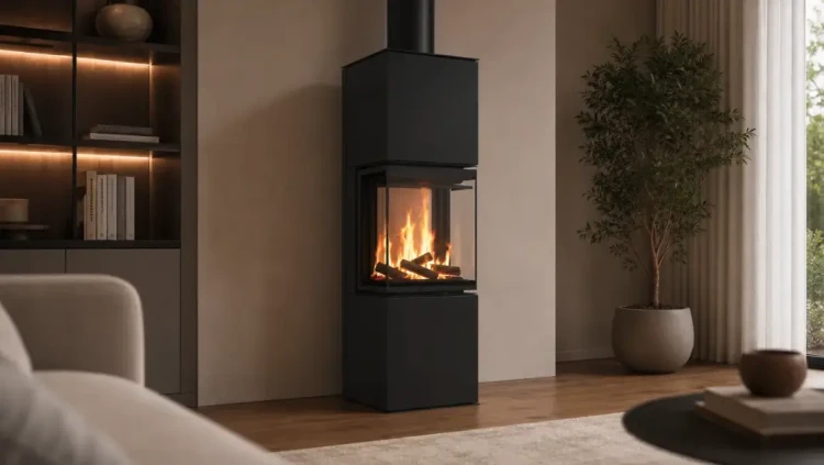 Wizualizacja zamontowanego pieca stalowego Siga 3S 6,5 kW