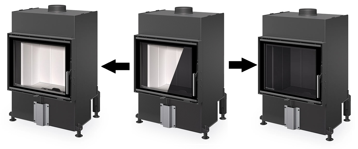 Kominki Heat występują z jasnym i ciemnym wyłożeniem paleniska