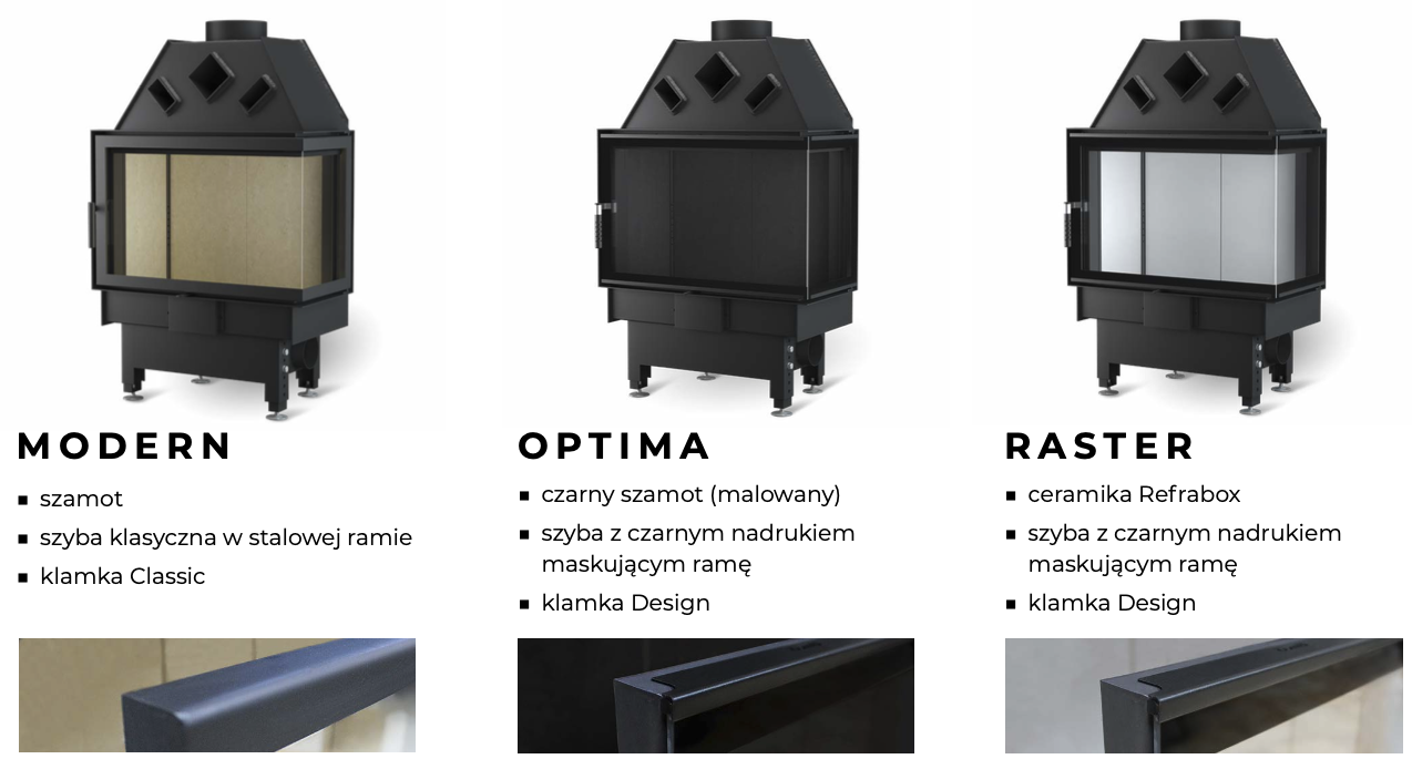 warianty wykończenia kominka UNICO