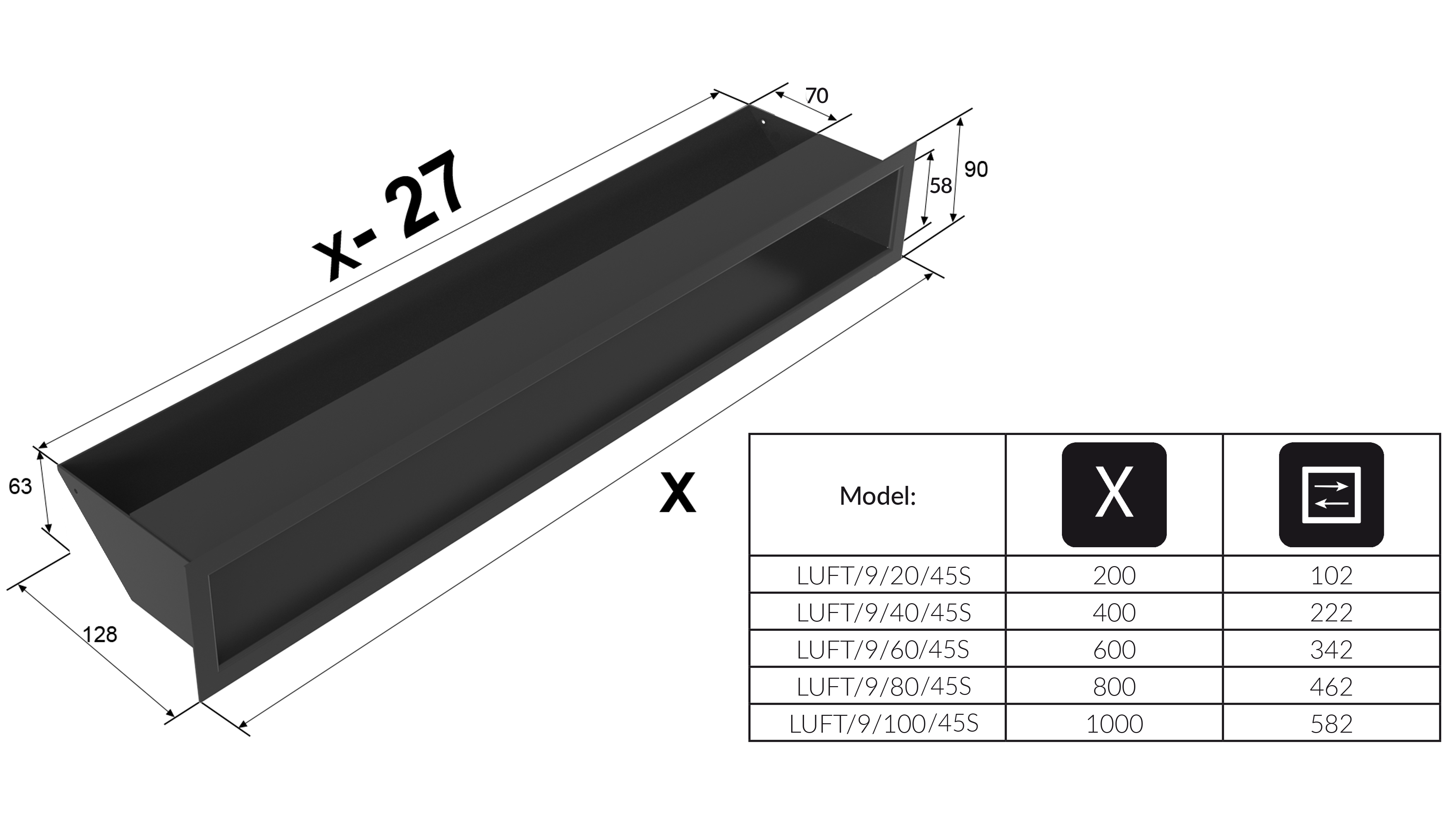 LUFT 45S grafitowy 9x80