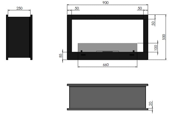 Biokominek INFIRE 2 INSIDE 900 z certyfikatem TUV