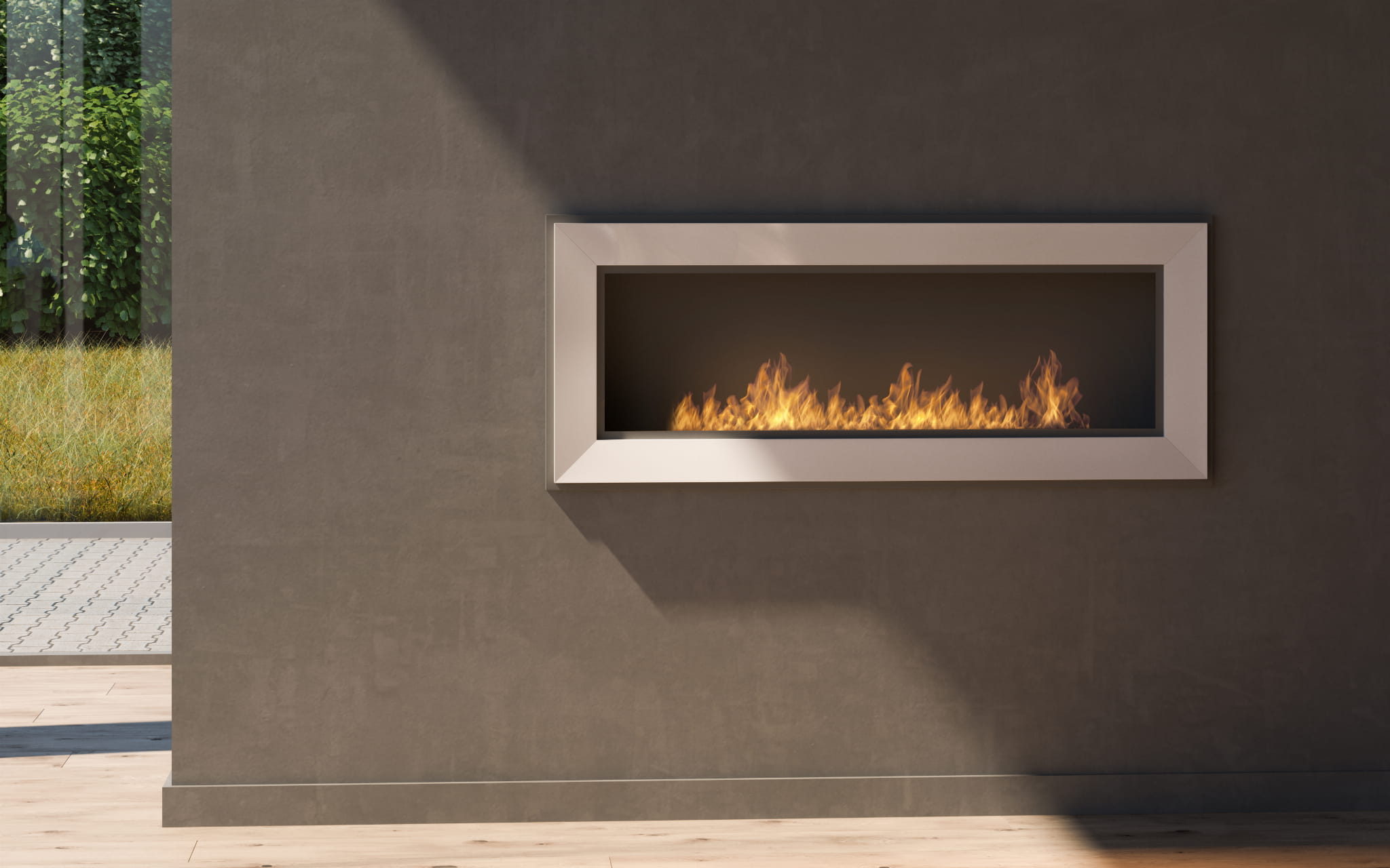 Biokominek SIMPLEFIRE FRAME 1200 w kolorze białym z wizualizacją płomienia