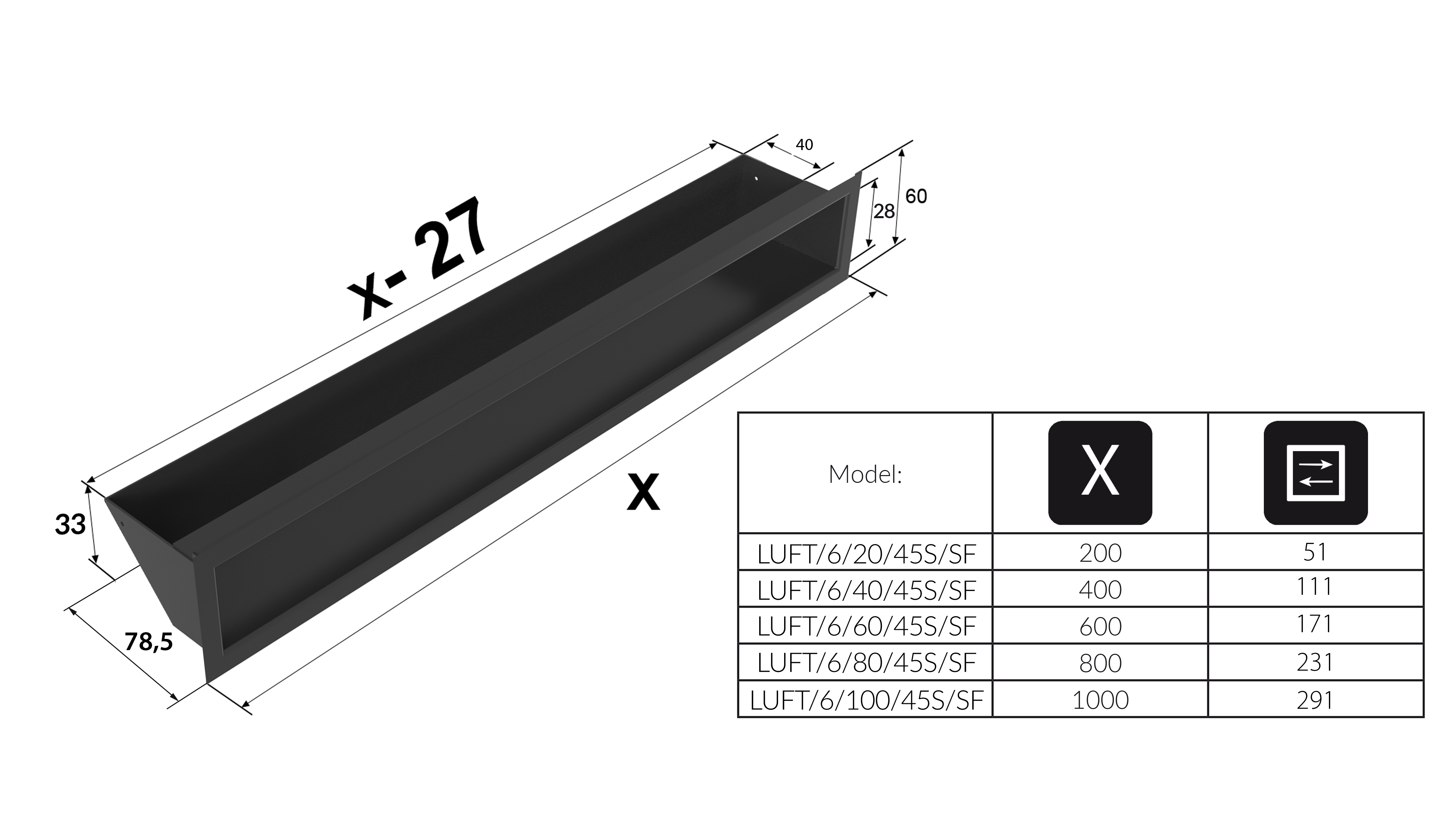 Luft sf grafitowy 6x60