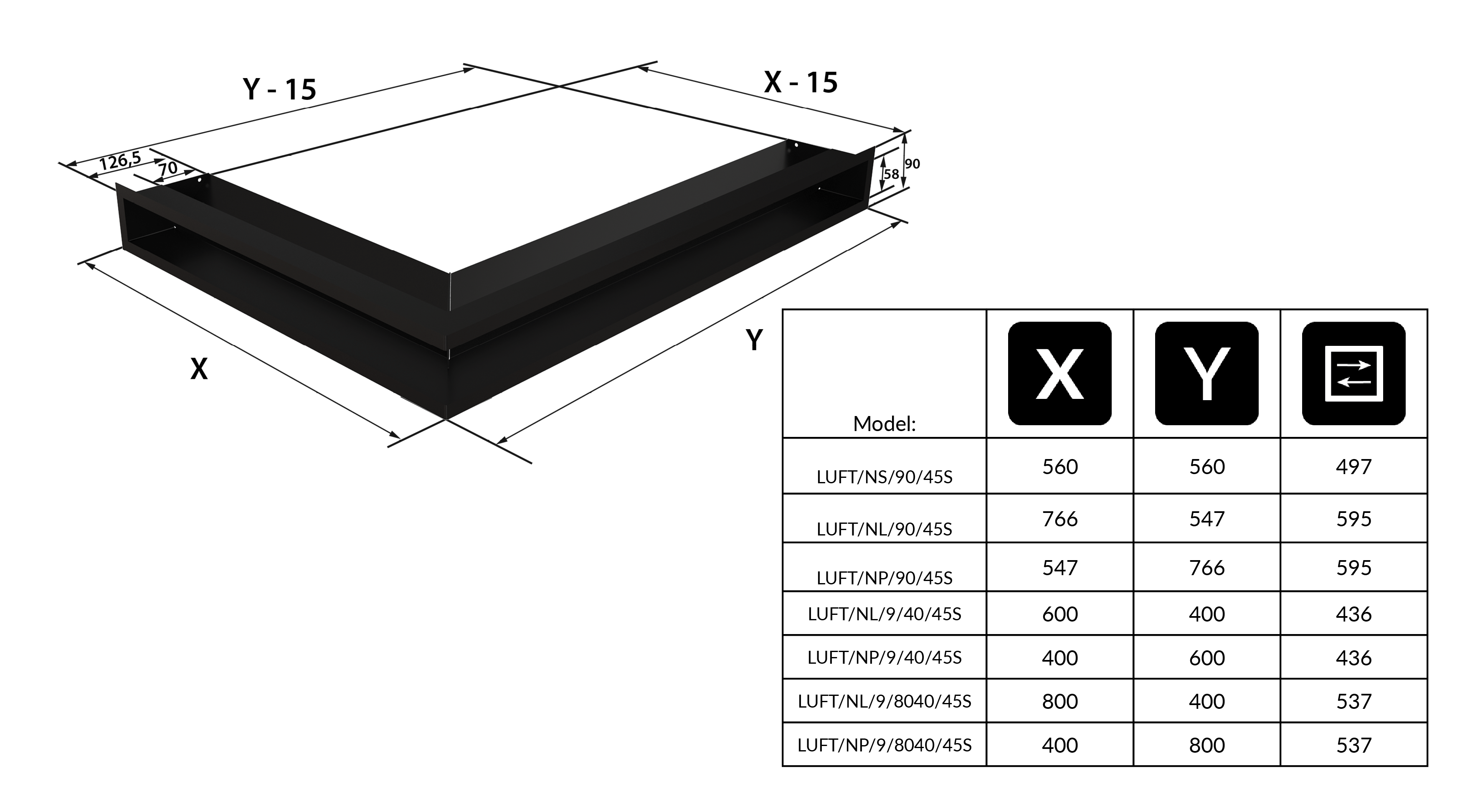Luft sf narożny prawy grafitowy 54,7x76,6x6