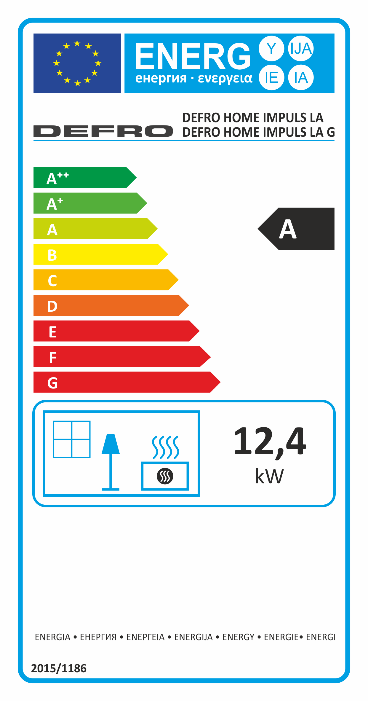Karta energetyczna kominka Defro Impuls L 11 kW