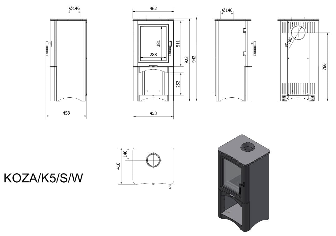 Wymiary koza k5 S z wnęką