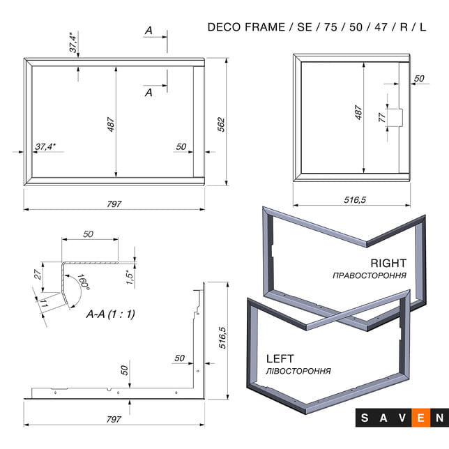 Ramka do saven prawy wymiary