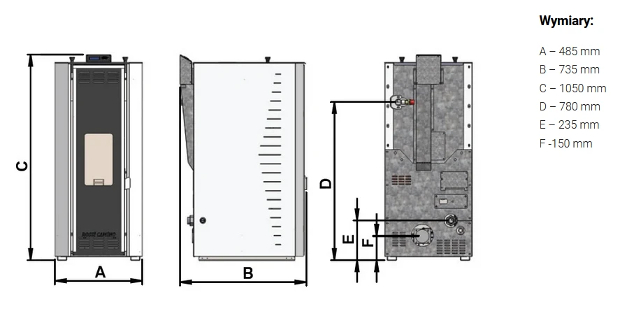 Wymiary piecyk Camino 5-15